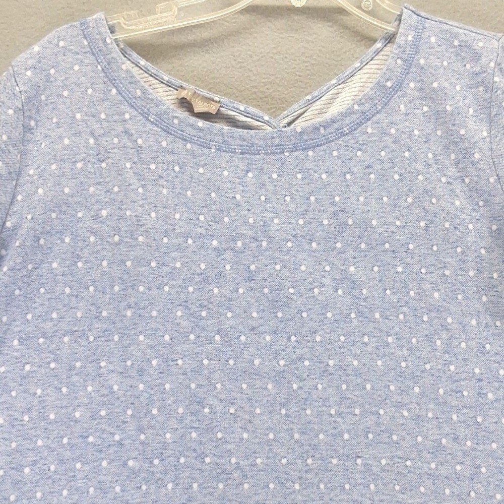 T by Talbots Womens Twist Back Top in Dot Jacquard Size 1X Blue Polka Dot